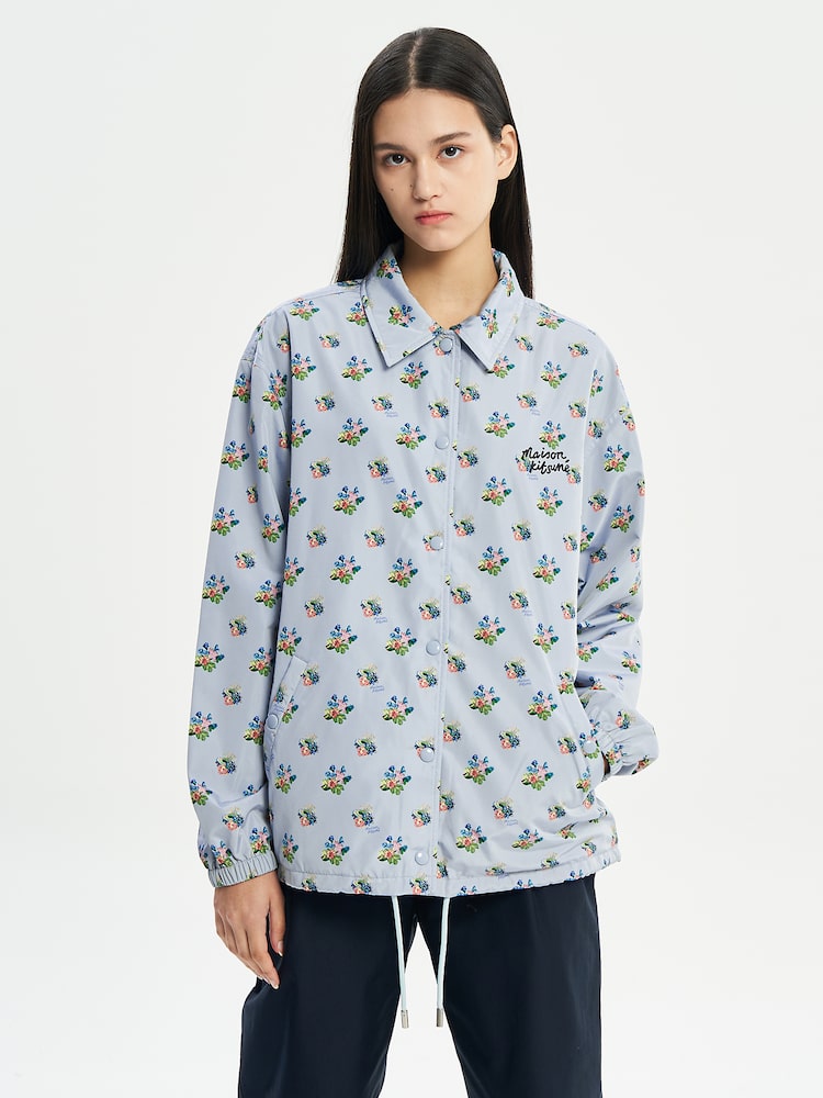 Maison Kitsune-Women Coach Jacket In Floral Printed Nylon With