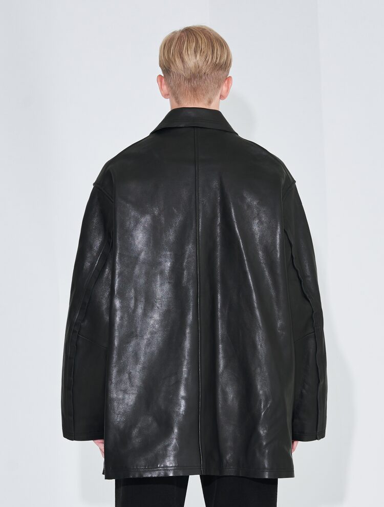 YOKE-Cut-Off Leather Car Coat - Black│삼성물산 온라인몰 SSF Shop