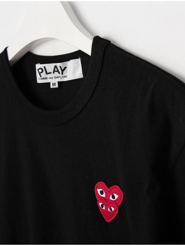 Comme Des Garçons Play Double Heart Appliquéd T-shirt, 47% OFF