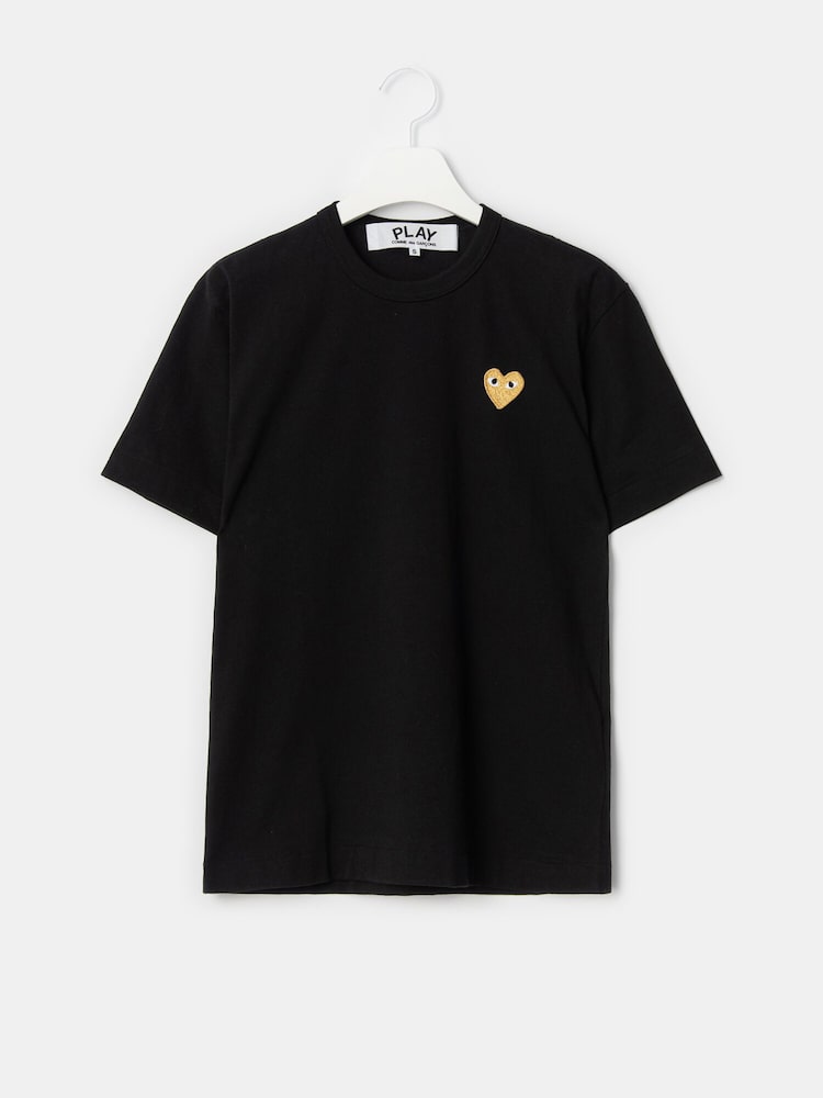 PLAY COMME DES GARCONS-(Men) Gold Heart Wappen T-Shirt-BLACK│삼성