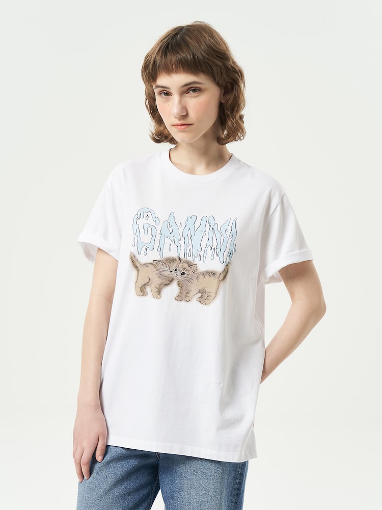 [EXCLUSIVE] Basic Jersey Kittens Relaxed T-shirt - White