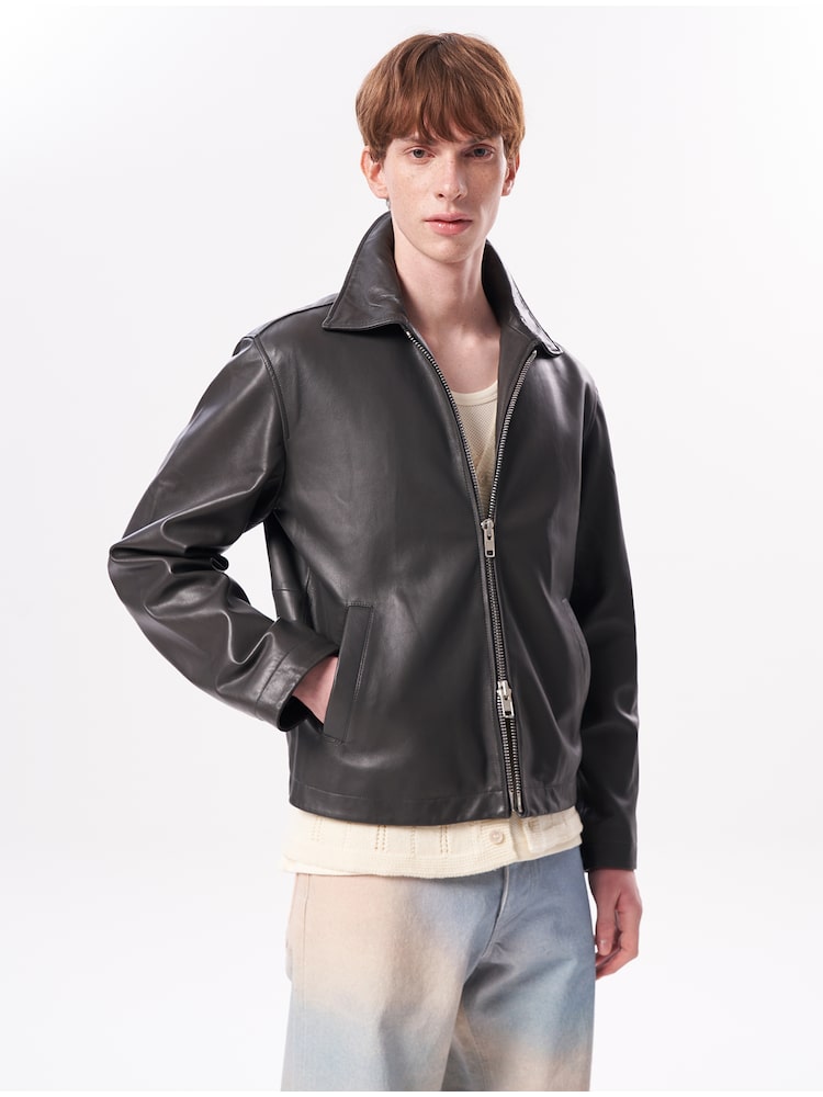 SUNFLOWER-Short Leather Jacket - Grey│삼성물산 온라인몰 SSF Shop