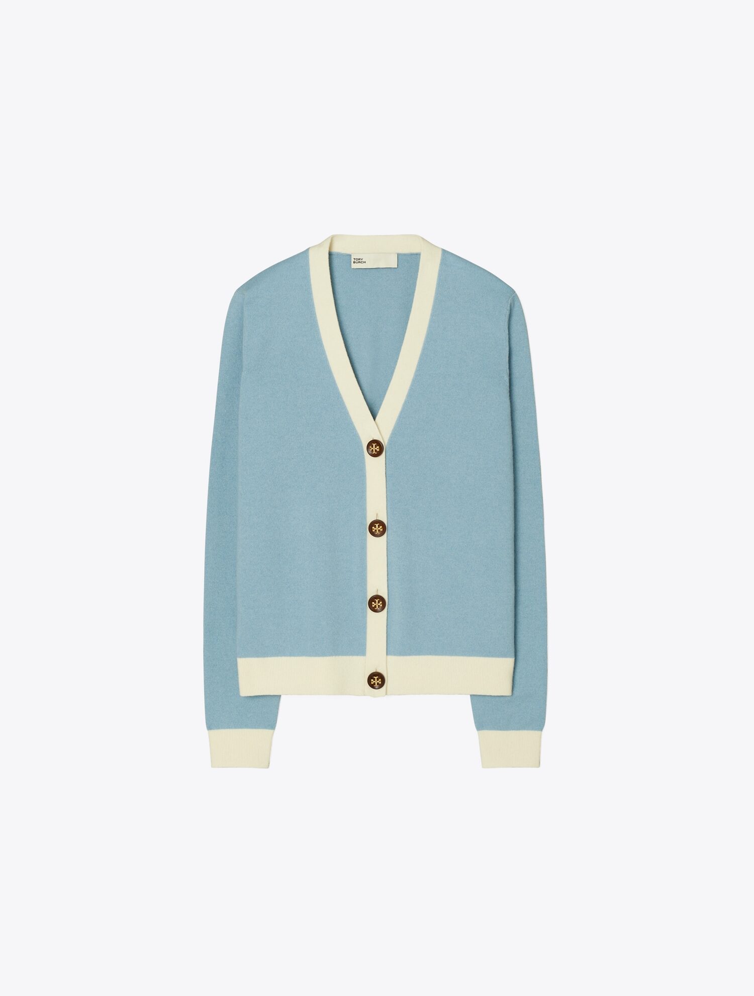 TORY BURCH-Colorblock Cashmere Cardigan - Midday Blue / Soft Ivory│삼성물산  온라인몰 SSF Shop
