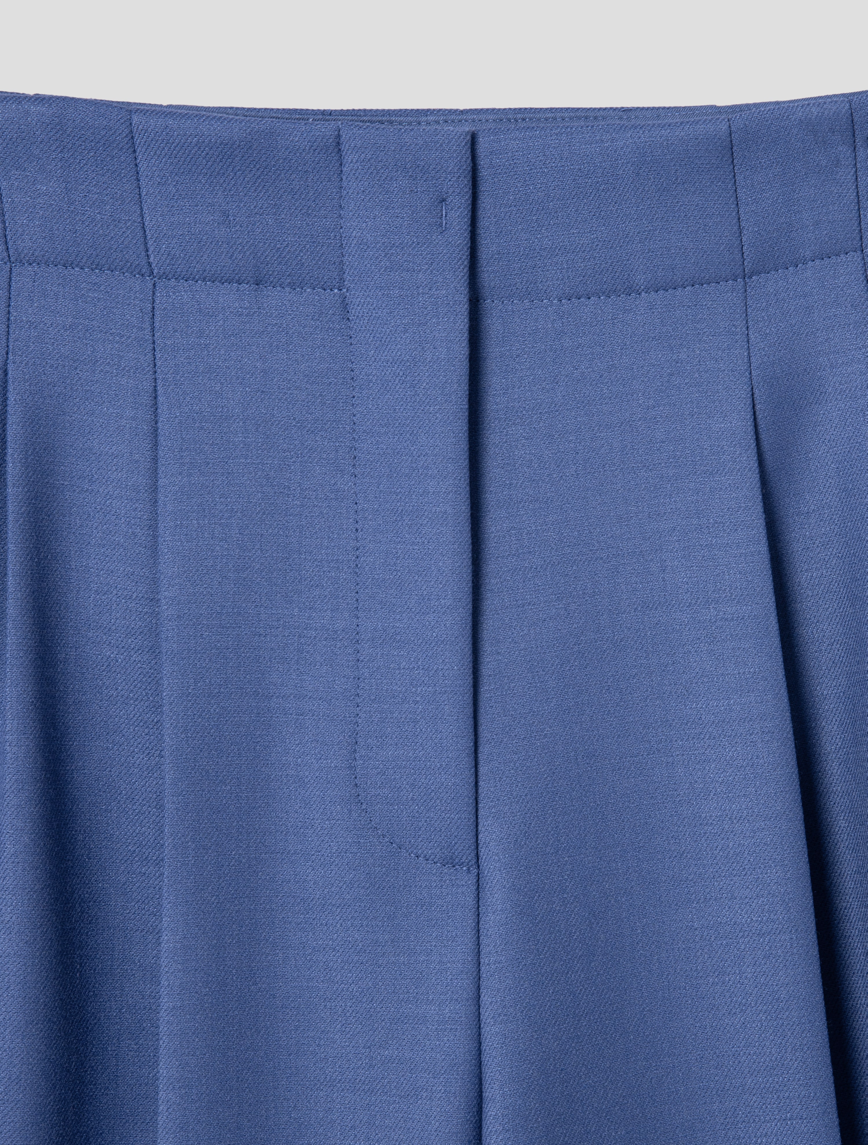 KUHO-Wool Blend Twill High-Waist Wide Pants - Blue│삼성물산 